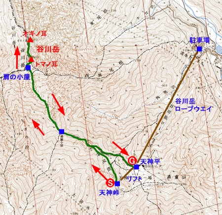 谷川岳　登山地図　国土地理院２万５千分の１地形図