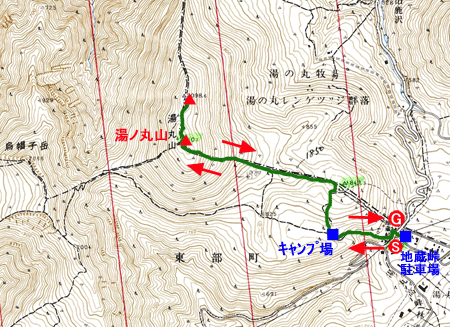 湯の丸山登山地図　国土地理院２万５千分の１地形図