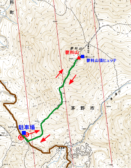 北八ヶ岳　蓼科山登山地図　国土地理院２万５千分の１地形図