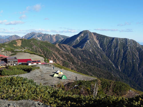 北アルプス　蝶ヶ岳からの景色　常念岳