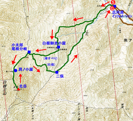 南アルプス　北岳　登山地図　国土地理院２万５千分の１地形図