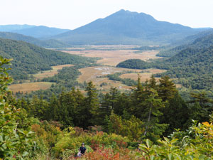 尾瀬ヶ原の向こうに燧ヶ岳